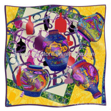 Индийский шелковый шарф Новый дизайн вазы Big Square Indian Silk Scarf